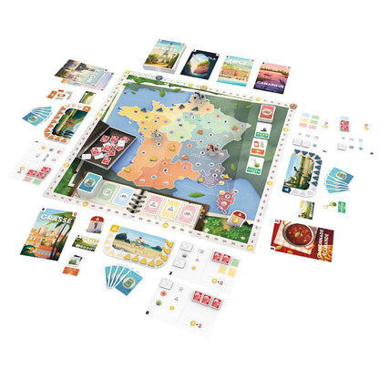 Postcards board game components