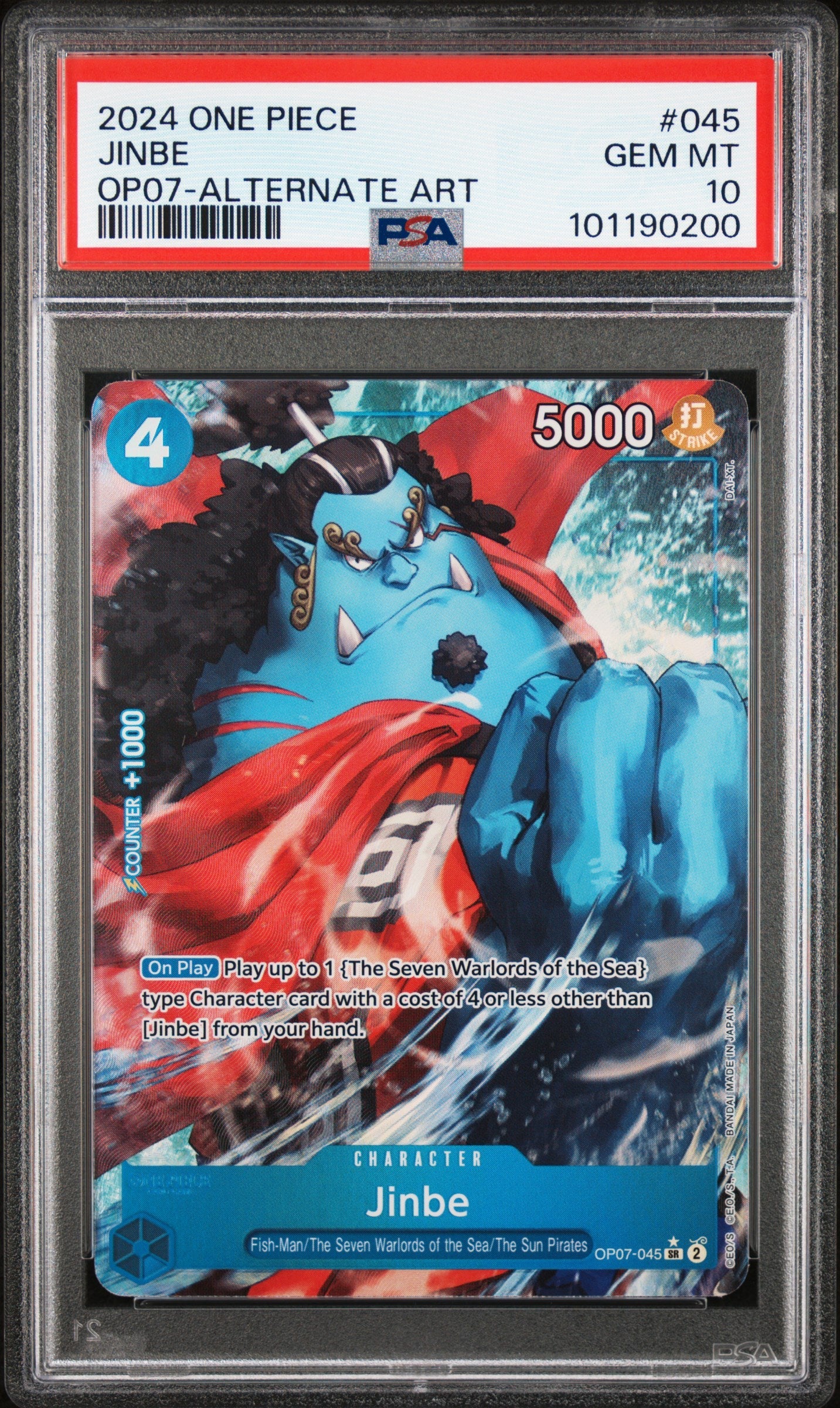 Jinbe OP07-045 PSA 10 cert 101190200 front
