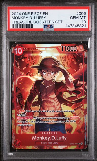 Monkey D. Luffy Treasure Booster ST10-006 PSA 10 – front