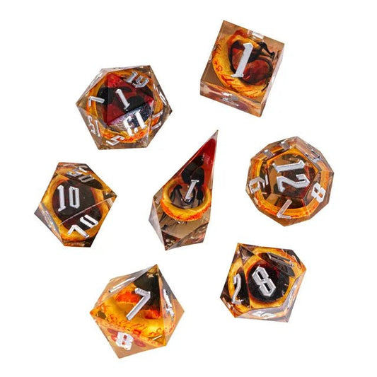 Nerd Gear Ringbearer's Fortune - 7pc Handmade Embedded Ring Dice Set