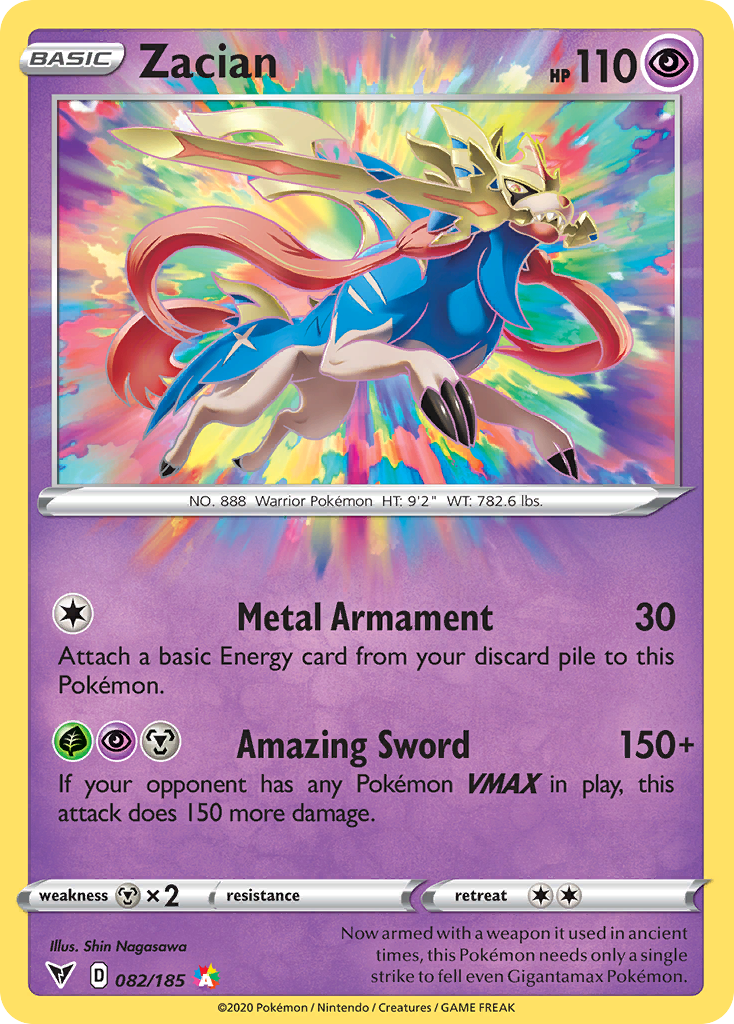 Zacian Vivid Voltage #082 PSA 10 – stock card image (PSA scan unavailable)