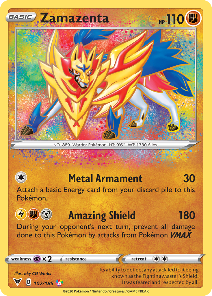 Zamazenta Vivid Voltage #102 PSA 10 – stock card image (PSA scan unavailable)