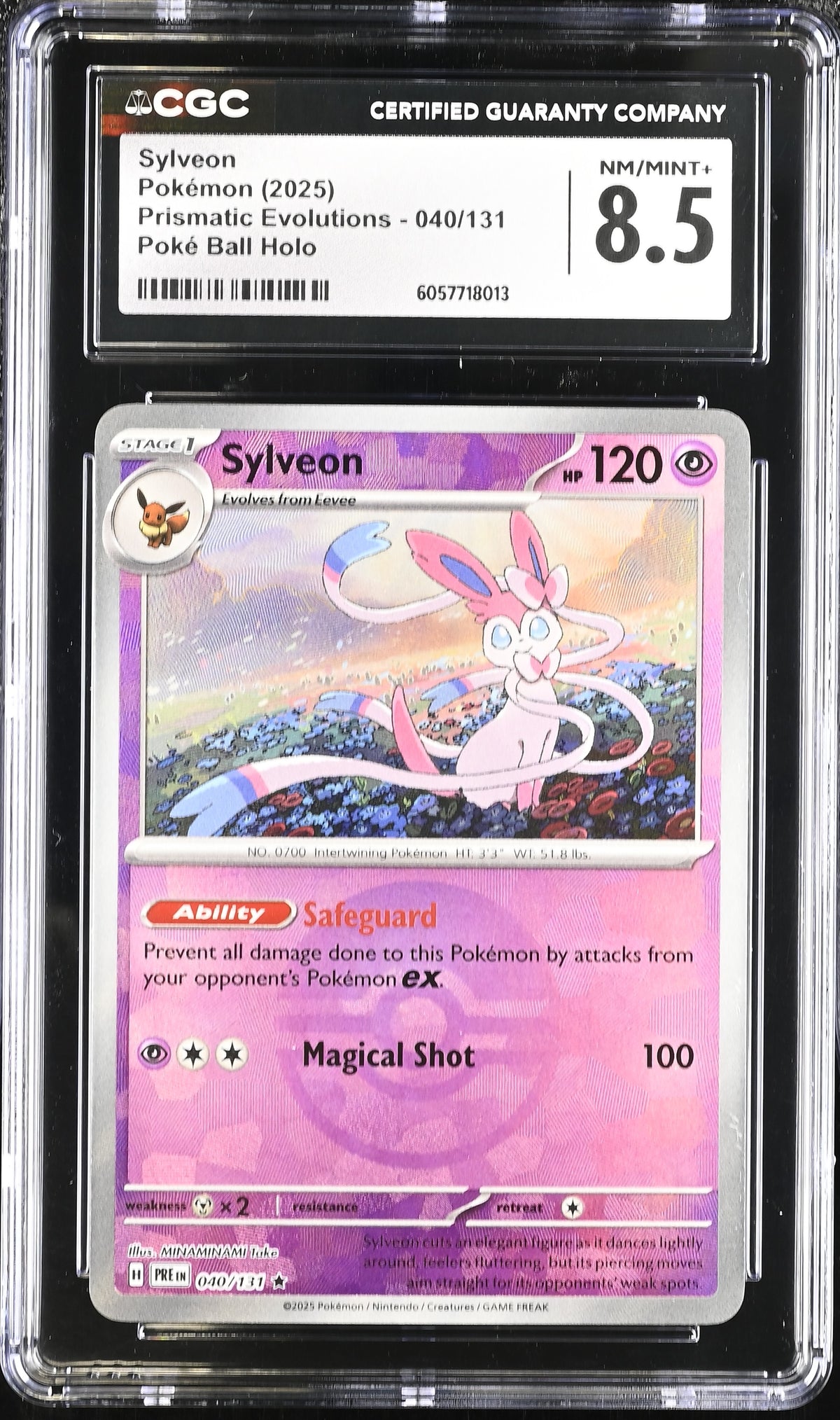 2025 Sylveon #040 Prismatic Evolutions Poke Ball Holo - CGC 8.5 CGC 8.5